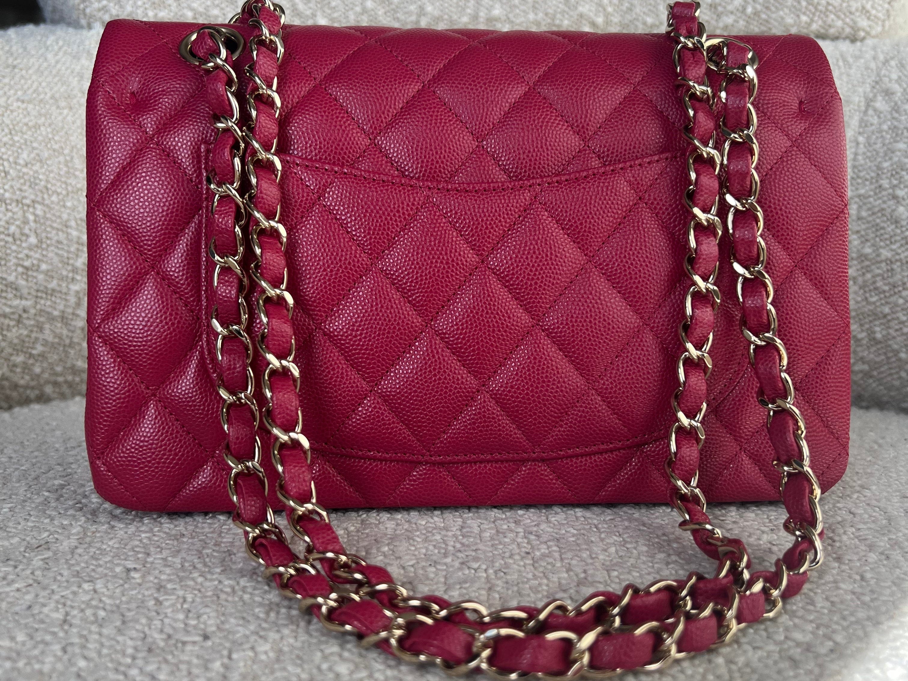 CHANEL Handbag 21A Pink Caviar Quilted Classic Flap Small - Redeluxe