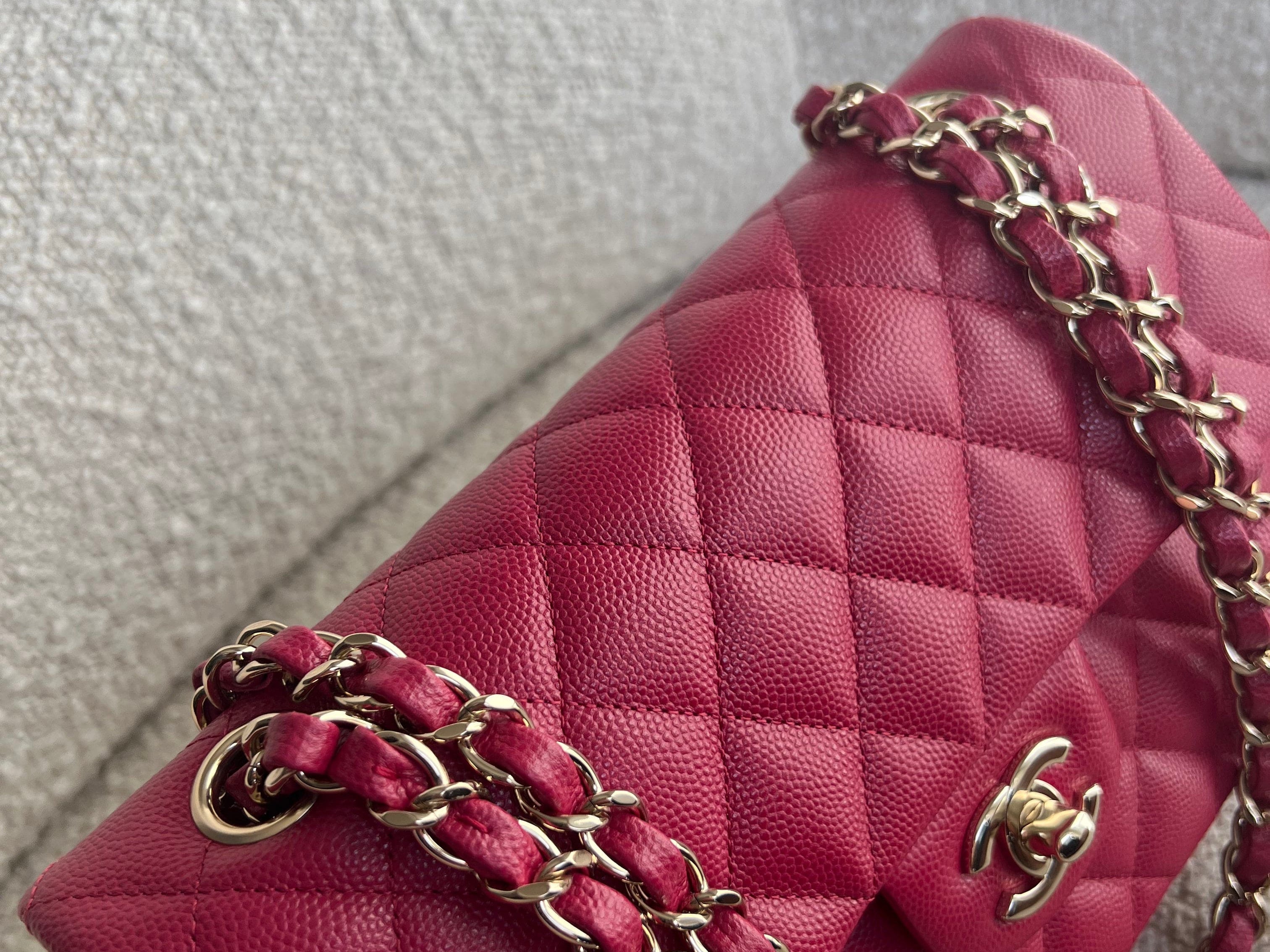 CHANEL Handbag 21A Pink Caviar Quilted Classic Flap Small - Redeluxe