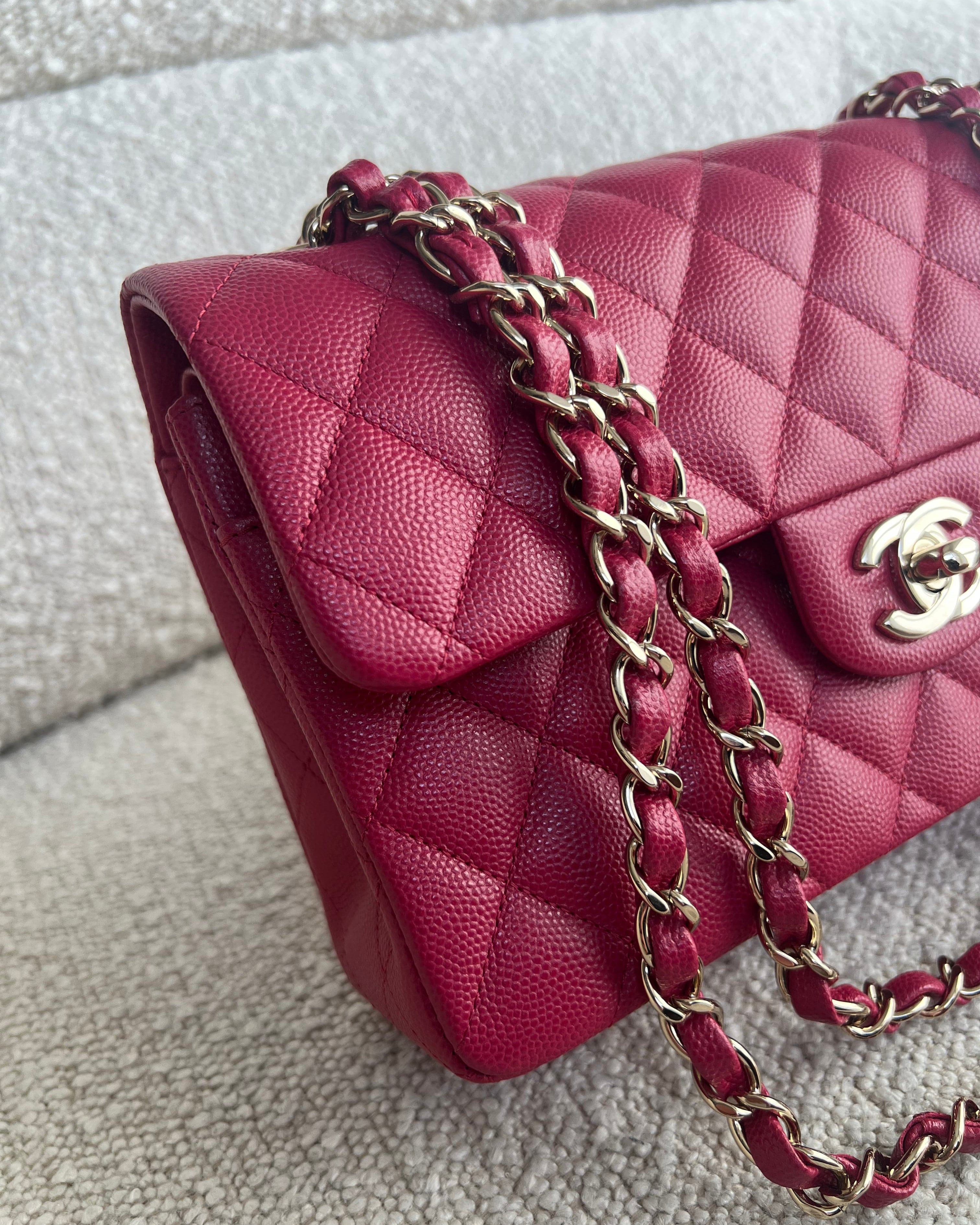 CHANEL Handbag 21A Pink Caviar Quilted Classic Flap Small - Redeluxe