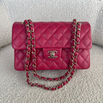 CHANEL Handbag 21A Pink Caviar Quilted Classic Flap Small - Redeluxe