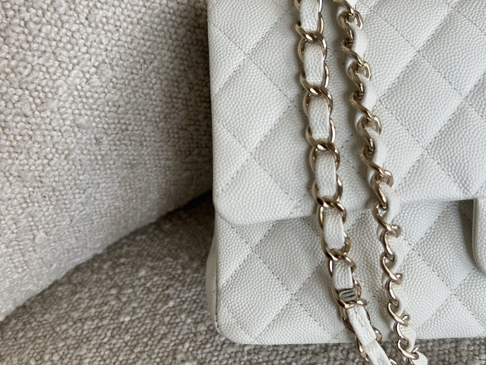 CHANEL Handbag 21A White Caviar Quilted Classic Flap Medium LGHW - Redeluxe