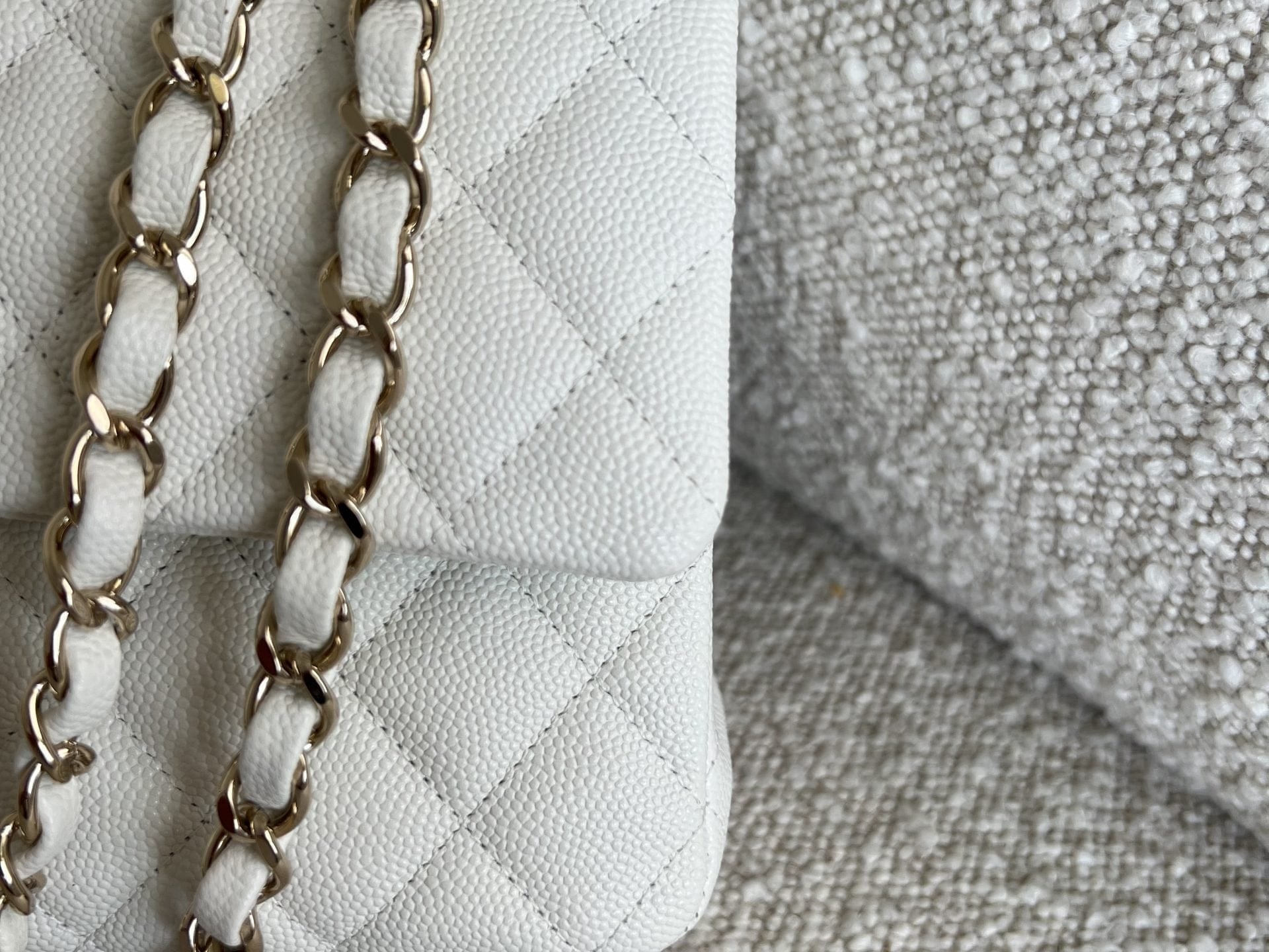 CHANEL Handbag 21A White Caviar Quilted Classic Flap Medium LGHW - Redeluxe