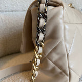 CHANEL Handbag 21B Beige Lambskin Quilted 19 Flap Medium/Large Mixed Hardware - Redeluxe