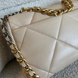 CHANEL Handbag 21B Beige Lambskin Quilted 19 Flap Medium/Large Mixed Hardware - Redeluxe