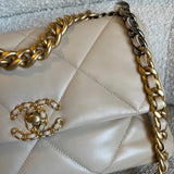 CHANEL Handbag 21B Beige Lambskin Quilted 19 Flap Medium/Large Mixed Hardware - Redeluxe