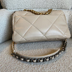 CHANEL Handbag 21B Beige Lambskin Quilted 19 Flap Medium/Large Mixed Hardware - Redeluxe
