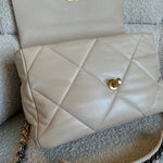 CHANEL Handbag 21B Beige Lambskin Quilted 19 Flap Medium/Large Mixed Hardware - Redeluxe