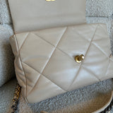 CHANEL Handbag 21B Beige Lambskin Quilted 19 Flap Medium/Large Mixed Hardware - Redeluxe