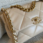 CHANEL Handbag 21B Beige Lambskin Quilted 19 Flap Medium/Large Mixed Hardware - Redeluxe