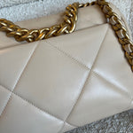 CHANEL Handbag 21B Beige Lambskin Quilted 19 Flap Medium/Large Mixed Hardware - Redeluxe