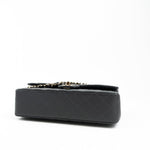 CHANEL Handbag 21B Grey Caviar Quilted Classic Flap Medium Light Gold Hardware - Redeluxe