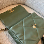 CHANEL Handbag 21B Military Green Lambskin Quilted 19 Flap Small Mixed Hardware - Redeluxe