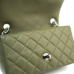 CHANEL Handbag 21B Military Green Lambskin Quilted Mini Rectangular Single Silver Hardware - Redeluxe