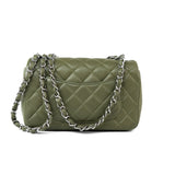 CHANEL Handbag 21B Military Green Lambskin Quilted Mini Rectangular Single Silver Hardware - Redeluxe