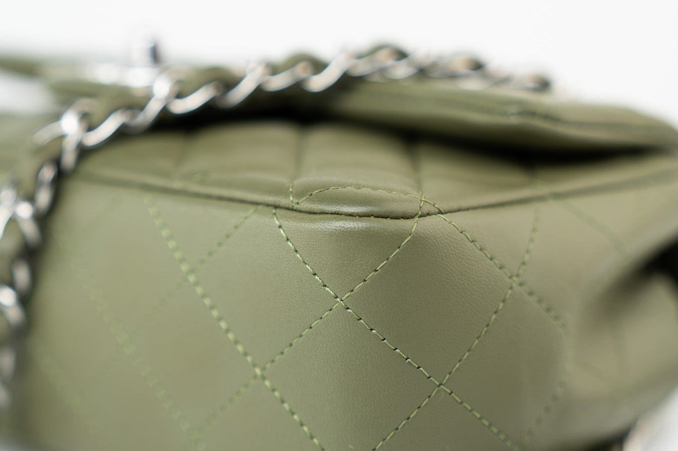 CHANEL Handbag 21B Military Green Lambskin Quilted Mini Rectangular Single Silver Hardware - Redeluxe