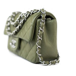 CHANEL Handbag 21B Military Green Lambskin Quilted Mini Rectangular Single Silver Hardware - Redeluxe