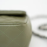 CHANEL Handbag 21B Military Green Lambskin Quilted Mini Rectangular Single Silver Hardware - Redeluxe