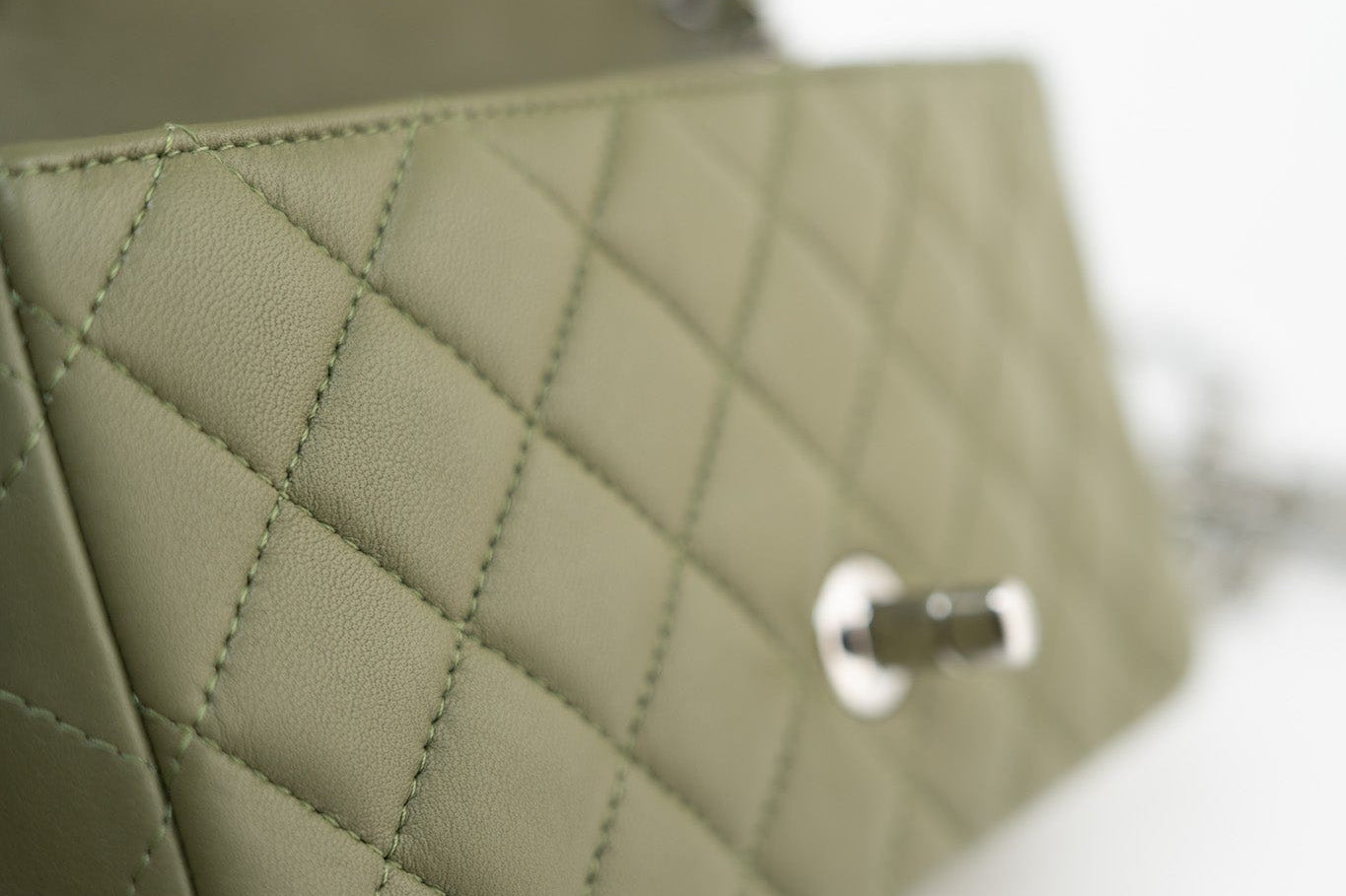 CHANEL Handbag 21B Military Green Lambskin Quilted Mini Rectangular Single Silver Hardware - Redeluxe