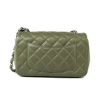 CHANEL Handbag 21B Military Green Lambskin Quilted Mini Rectangular Single Silver Hardware - Redeluxe