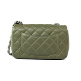 CHANEL Handbag 21B Military Green Lambskin Quilted Mini Rectangular Single Silver Hardware - Redeluxe