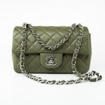 CHANEL Handbag 21B Military Green Lambskin Quilted Mini Rectangular Single Silver Hardware - Redeluxe