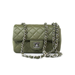 CHANEL Handbag 21B Military Green Lambskin Quilted Mini Rectangular Single Silver Hardware - Redeluxe