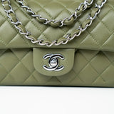 CHANEL Handbag 21B Military Green Lambskin Quilted Mini Rectangular Single Silver Hardware - Redeluxe