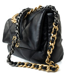 CHANEL Handbag 21C Black Lambskin Quilted 19 Flap Small Mixed Hardware - Redeluxe