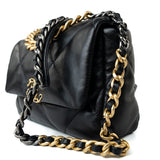 CHANEL Handbag 21C Black Lambskin Quilted 19 Flap Small Mixed Hardware - Redeluxe