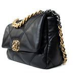 CHANEL Handbag 21C Black Lambskin Quilted 19 Flap Small Mixed Hardware - Redeluxe
