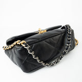 CHANEL Handbag 21C Black Lambskin Quilted 19 Flap Small Mixed Hardware - Redeluxe