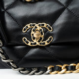 CHANEL Handbag 21C Black Lambskin Quilted 19 Flap Small Mixed Hardware - Redeluxe