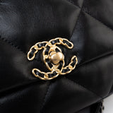 CHANEL Handbag 21C Black Lambskin Quilted 19 Flap Small Mixed Hardware - Redeluxe