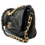 CHANEL Handbag 21C Black Lambskin Quilted 19 Flap Small Mixed Hardware - Redeluxe