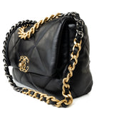 CHANEL Handbag 21C Black Lambskin Quilted 19 Flap Small Mixed Hardware - Redeluxe