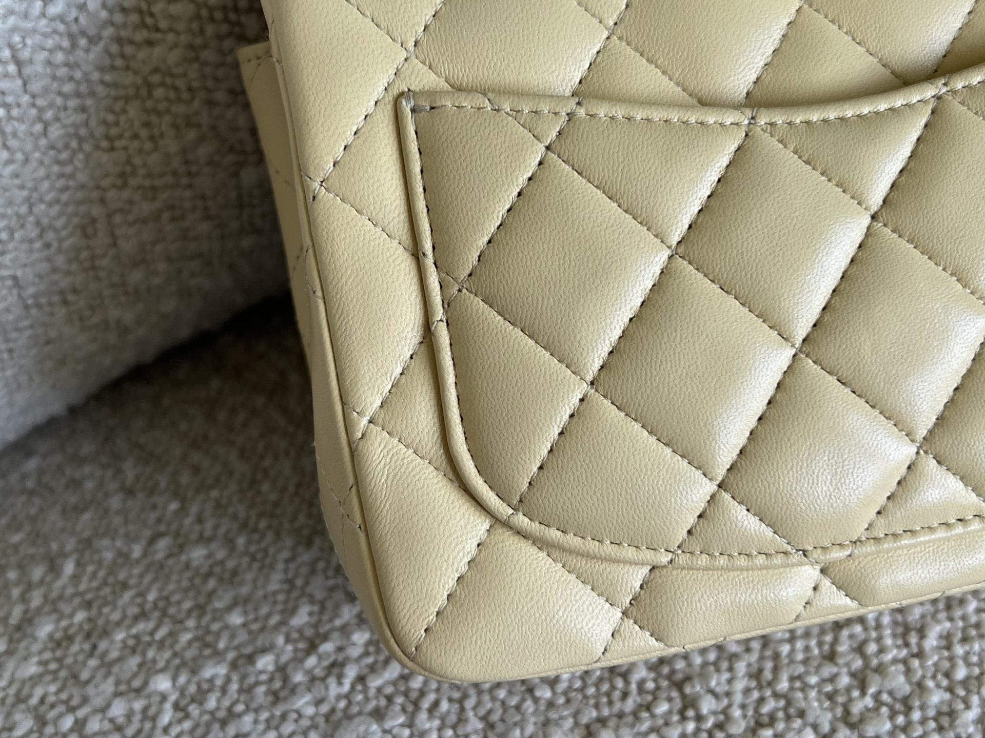 CHANEL Handbag 21C Mini Square Yellow Lambskin Quilted Single Flap LGHW - Redeluxe