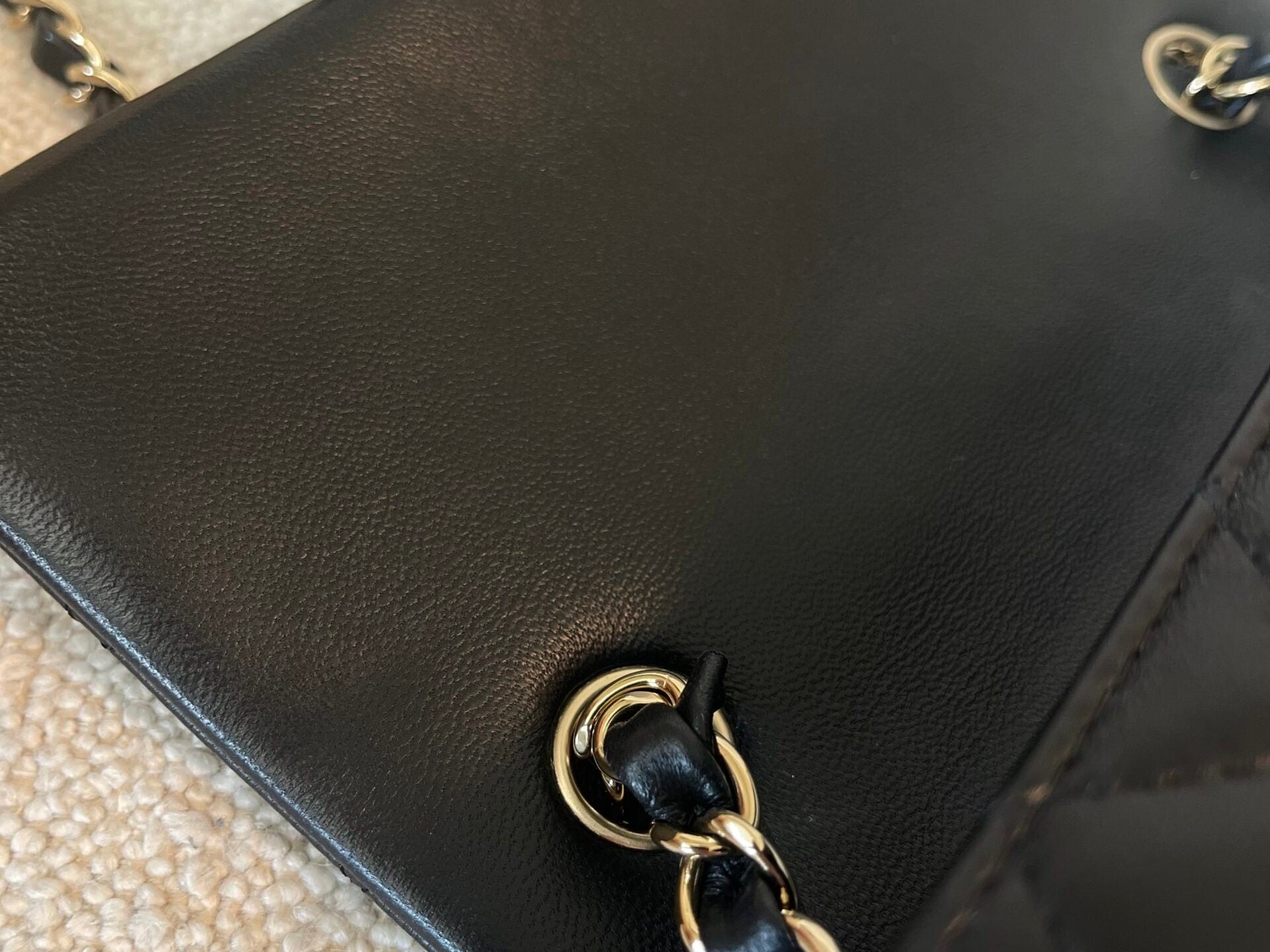 CHANEL Handbag 21K Black Lambskin Quilted Mini Rectangular Single Flap Light Gold Hardware - Redeluxe