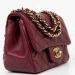 CHANEL Handbag 21K Burgundy Lambskin Quilted Mini Square Flap - Redeluxe