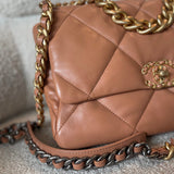 CHANEL Handbag 21K Caramel Lambskin Quilted 19 Flap Large Mixed Hardware - Redeluxe