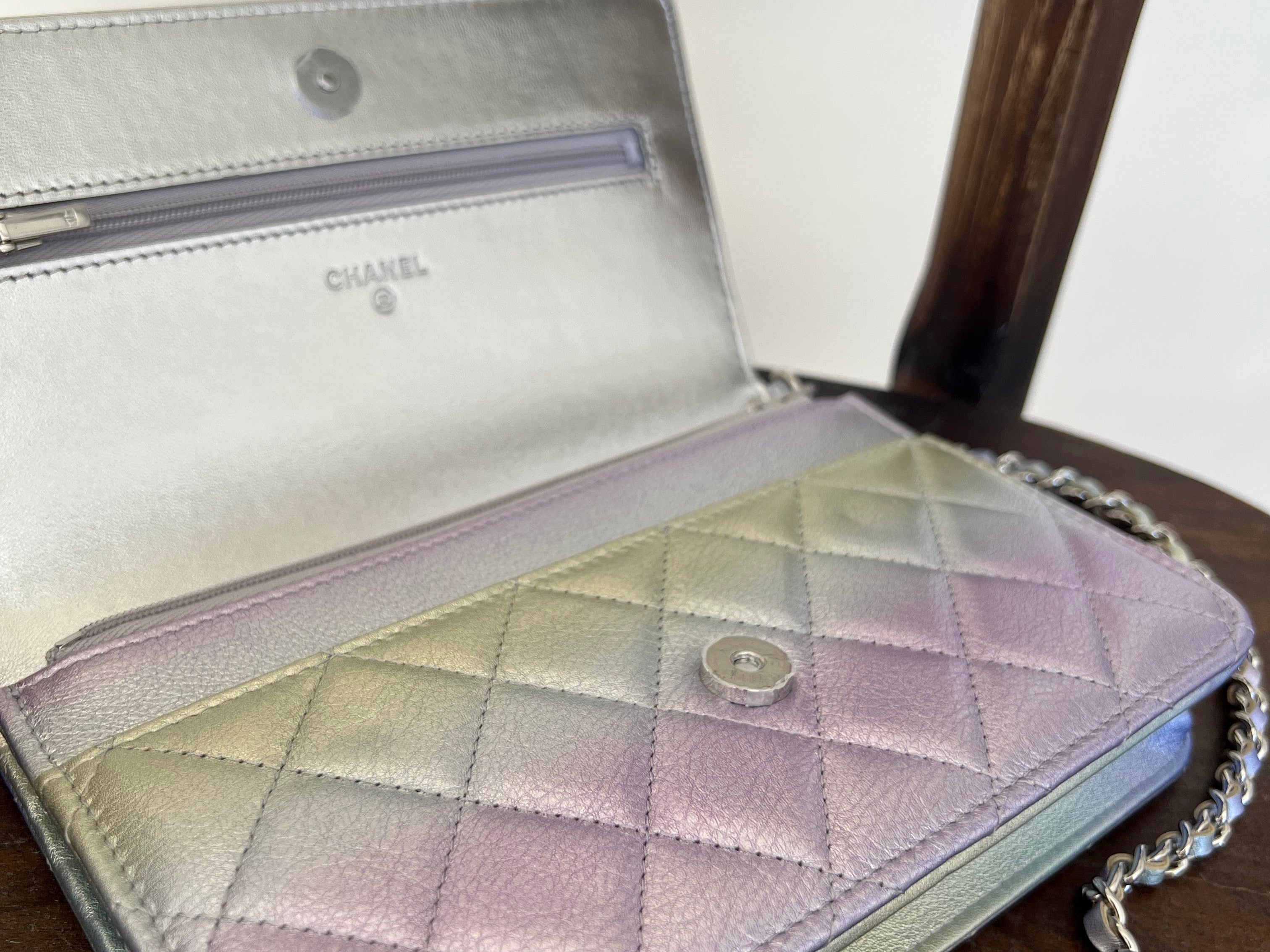 21K Gradient Metallic Rainbow Calfskin Quilted Wallet on 21K Gradient Metallic Rainbow Calfskin Quilted Wallet on