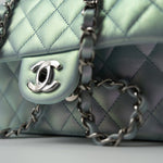 CHANEL Handbag 21K Iridescent Blue Calfskin Quilted Rectangular Mini SHW - Redeluxe