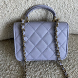 CHANEL Handbag 21K Lavender Lambskin Quilted Micro Coin Purse with Chain LGHW - Redeluxe