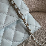 CHANEL Handbag 21K Light Blue Caviar Quilted Coco Handle Small LGHW - Redeluxe