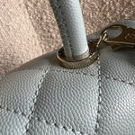 CHANEL Handbag 21K Light Blue Caviar Quilted Coco Handle Small LGHW - Redeluxe