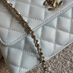 CHANEL Handbag 21K Light Blue Caviar Quilted Coco Handle Small LGHW - Redeluxe