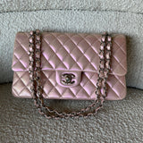 CHANEL Handbag 21K Medium Pink Iridescent Lambskin Quilted Classic Flap SHW - Redeluxe