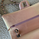 CHANEL Handbag 21K Medium Pink Iridescent Lambskin Quilted Classic Flap SHW - Redeluxe