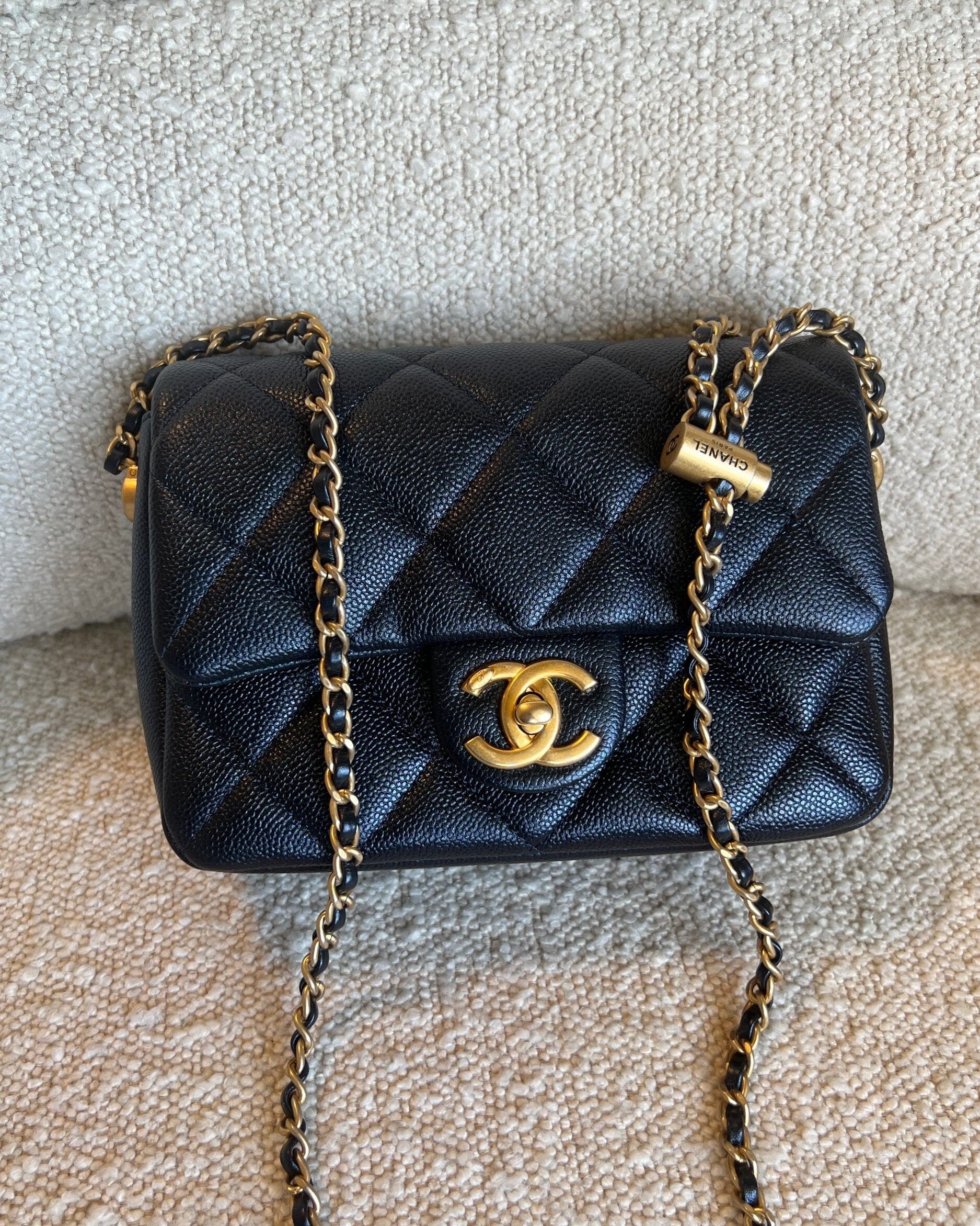 CHANEL Handbag 21K My Perfect Bag Iridescent Black Caviar Quilted AGHW - Redeluxe