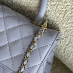 CHANEL Handbag 21K Quilted Coco Handle Lilac Caviar Small LGHW - Redeluxe