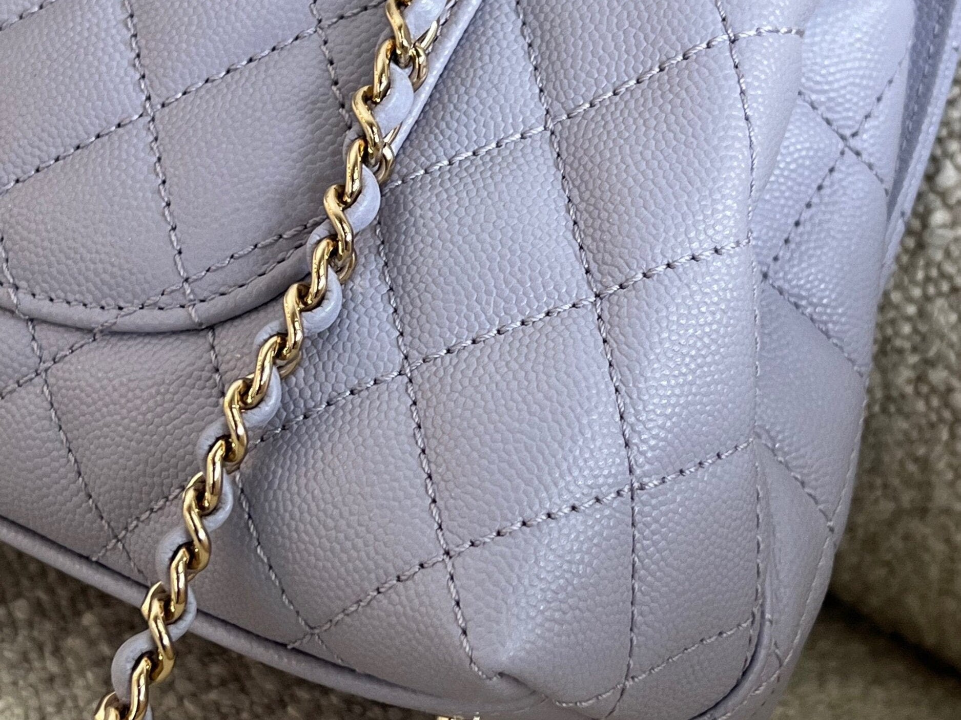 CHANEL Handbag 21K Quilted Coco Handle Lilac Caviar Small LGHW - Redeluxe